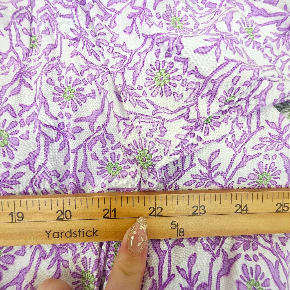 Cactus + Pearl Purple Green Floral Maxi Dress XXL Tie Sleeve Boho Cottagecore - Picture 15 of 15